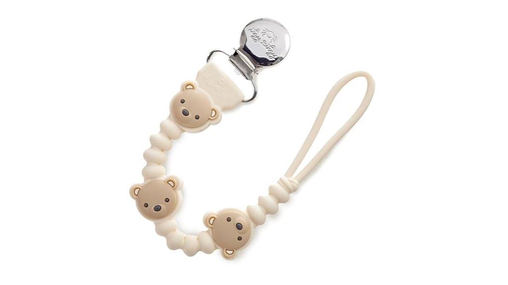 bear character pacifier clip