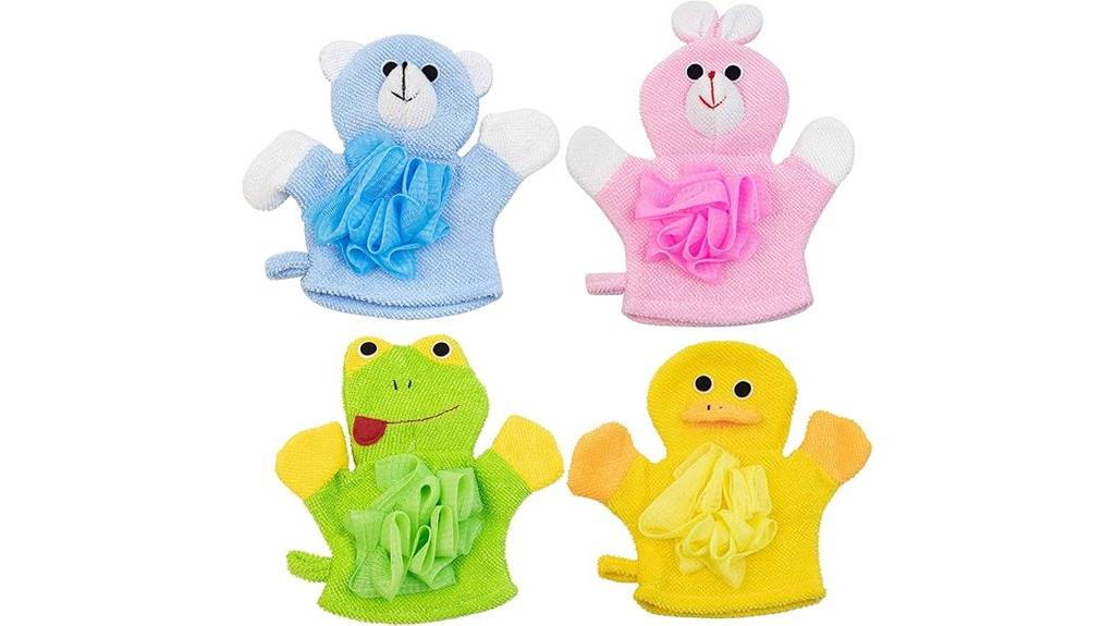 cartoon bath sponge mitts