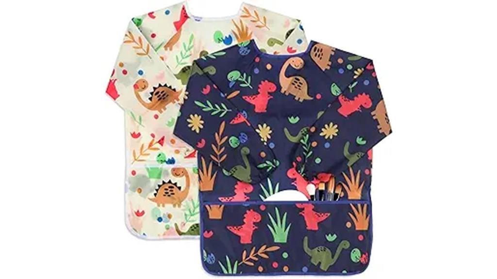 dinosaur themed kids painting aprons