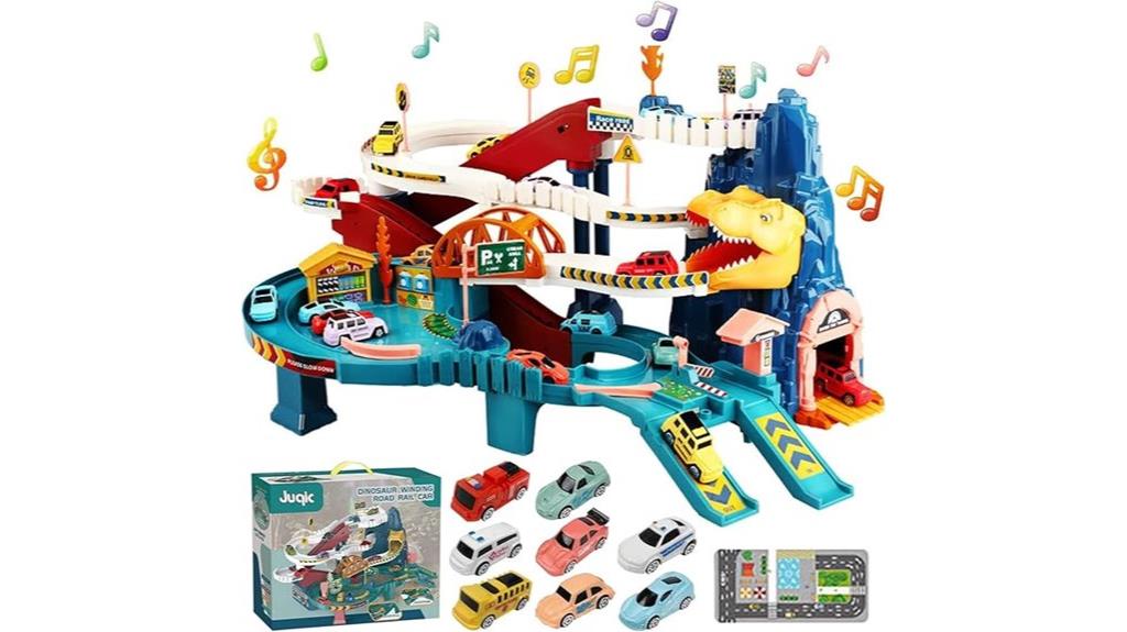 dinosaur themed toy car set