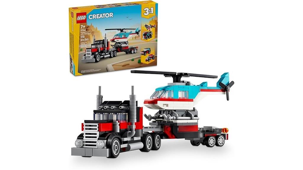 flatbed truck and helicopter