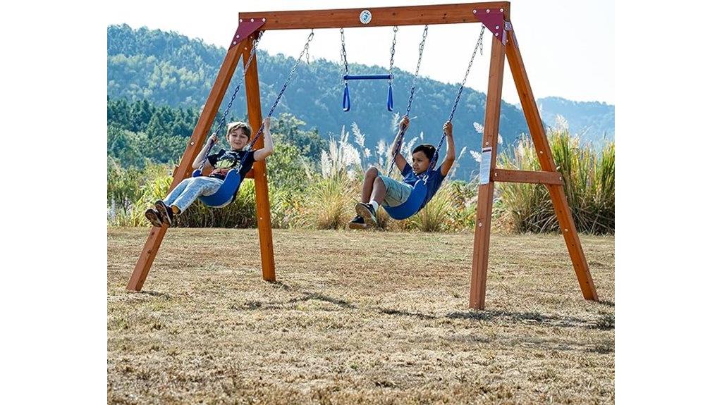 kids wooden swing set