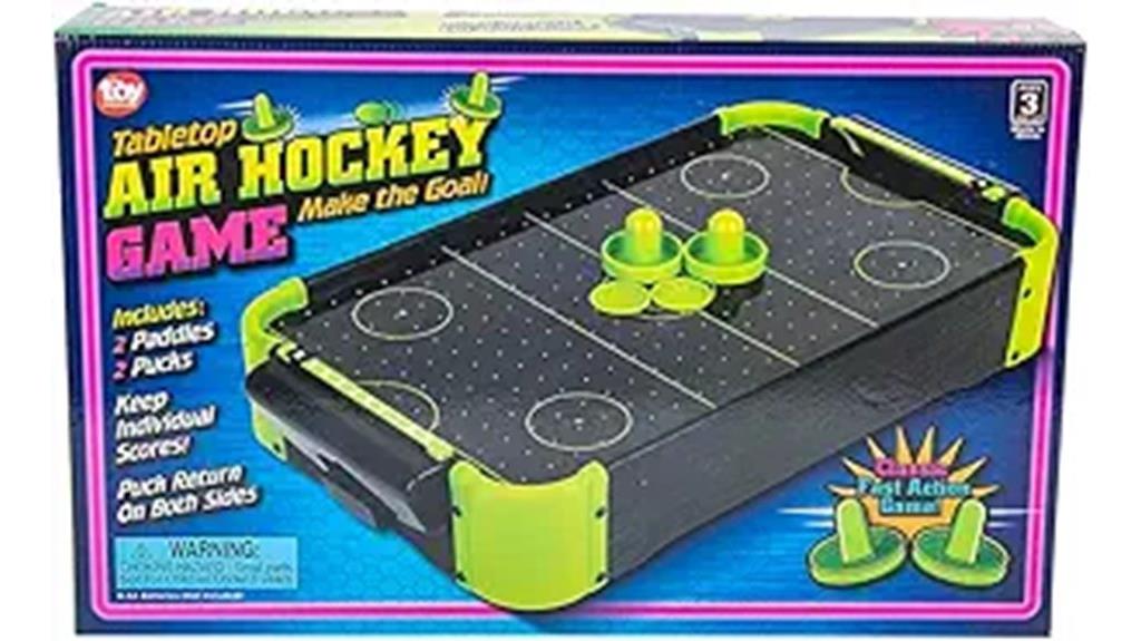 neon wooden air hockey