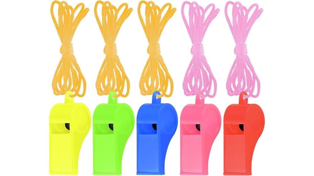 plastic emergency whistles set