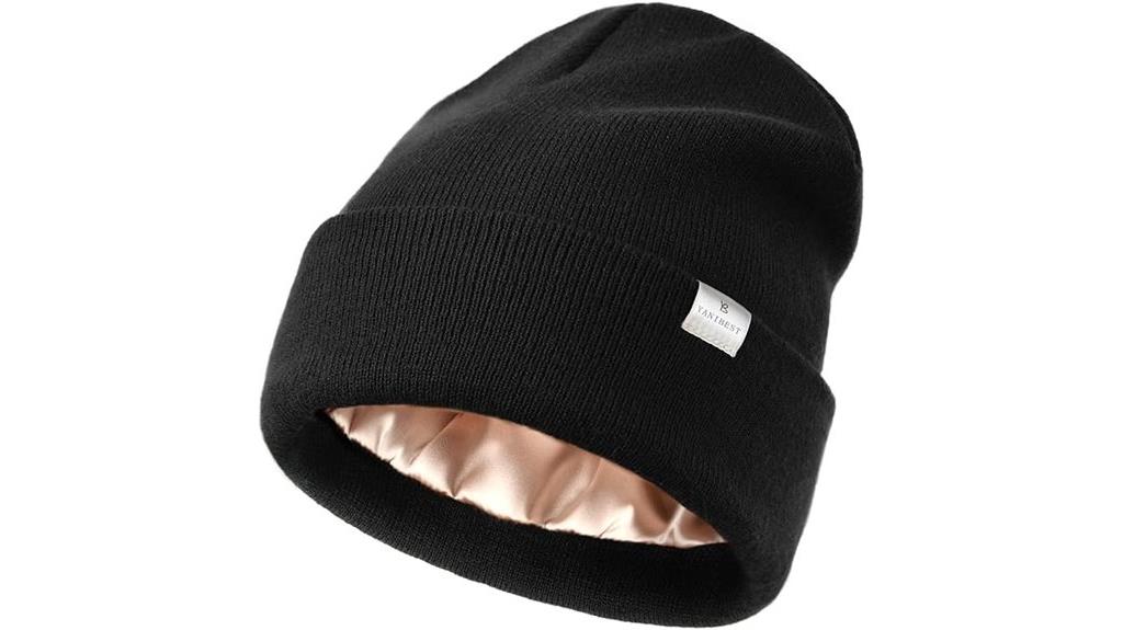 satin lined knit beanie