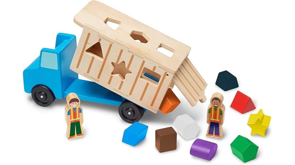 shape sorting wooden dump truck