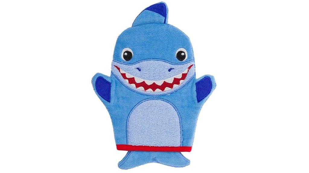 shark themed kids bath mitts