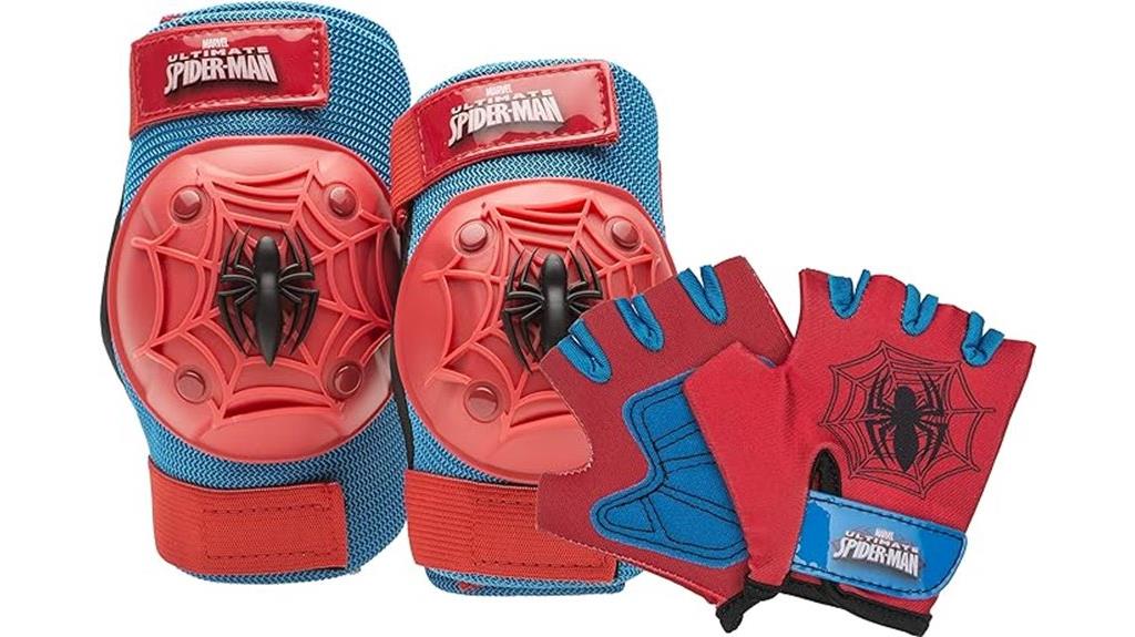 spiderman themed pad and gloves