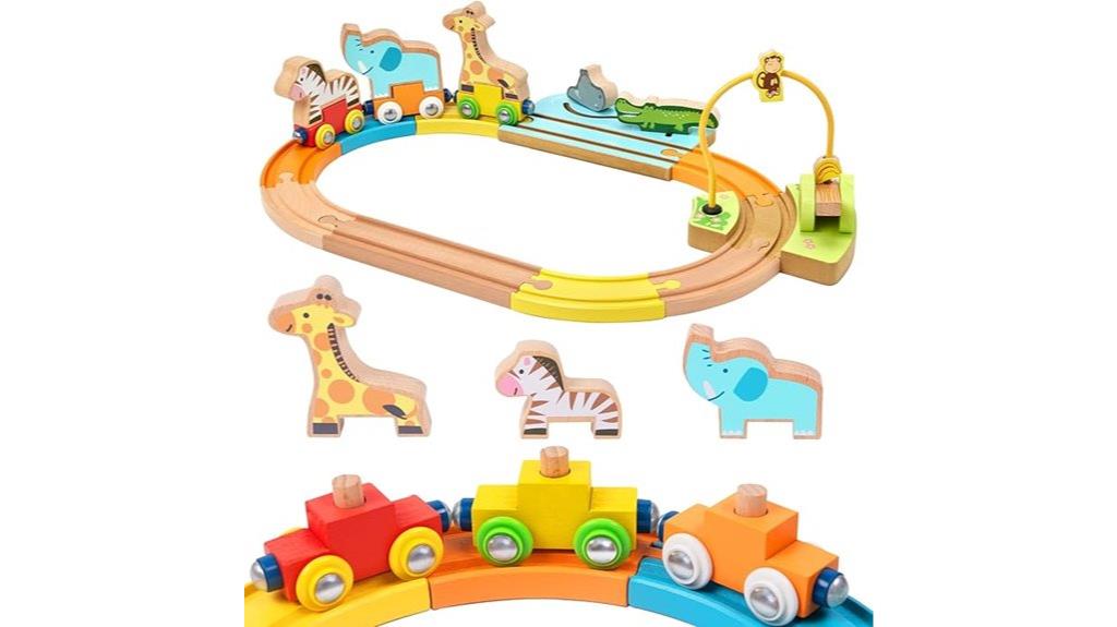 toddler friendly animal train set