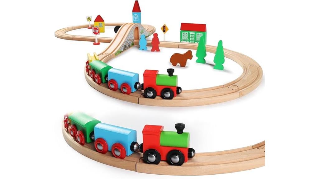toddler friendly wooden train set