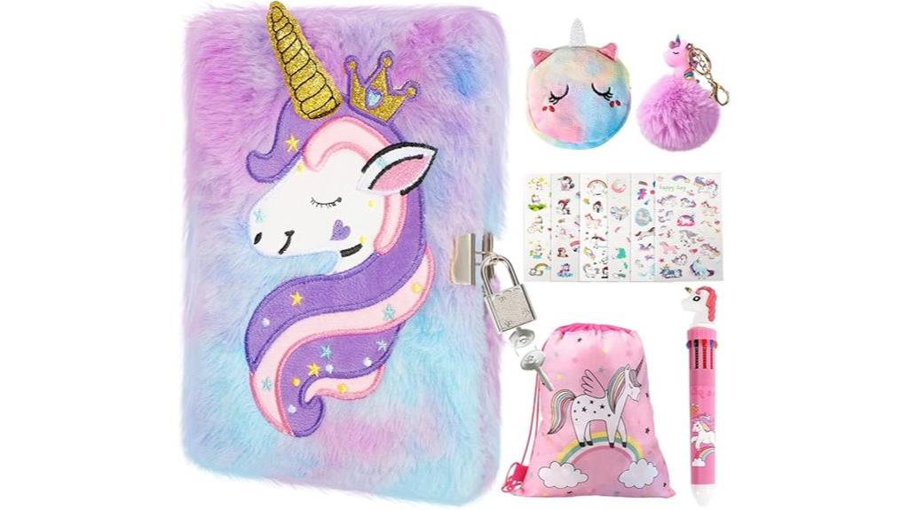 unicorn themed locked diary