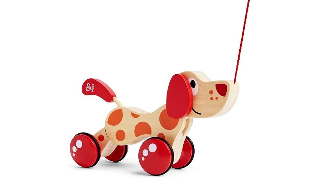 wooden pull toy puppy