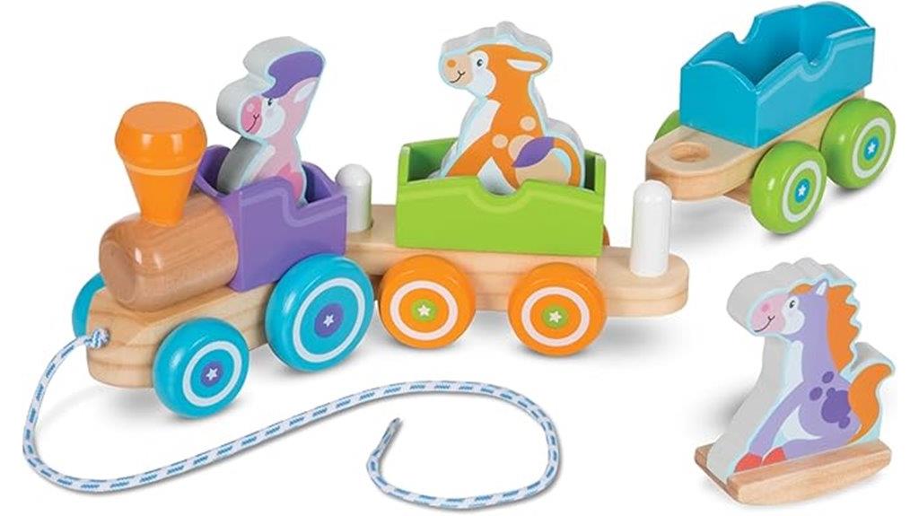 wooden rocking animal train