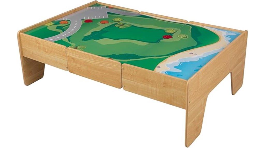 wooden train activity table