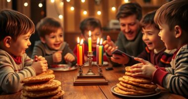 hanukkah kids dreidels latkes