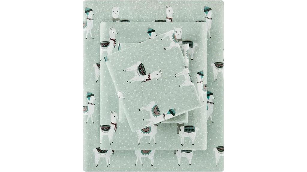 seafoam llama flannel sheets