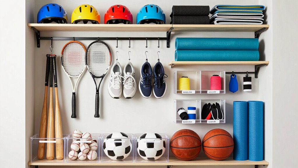 organized sports equipment storage