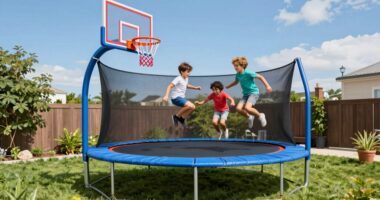 top trampoline with hoop