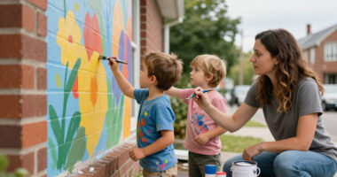 Kids Help Paint Mural In Bangor